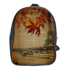 Elegant Fall Autumn Leaves Vintage Paris Eiffel Tower Landscape School Bag (large) by chicelegantboutique