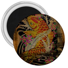 Funky Japanese Tattoo Koi Fish Graphic Art 3  Button Magnet by chicelegantboutique