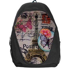 Floral Scripts Butterfly Eiffel Tower Vintage Paris Fashion Backpack Bag by chicelegantboutique