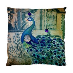 French Scripts Vintage Peacock Floral Paris Decor Cushion Case (two Sided)  by chicelegantboutique