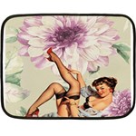 Gil Elvgren Pin Up Girl Purple Flower Fashion Art Mini Fleece Blanket (Two Sided) 35 x27  Blanket Front