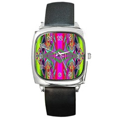 Modern Art Square Leather Watch by Siebenhuehner