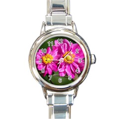 Flower Round Italian Charm Watch by Siebenhuehner