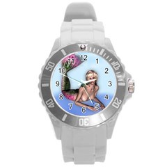 Mermaid On The Beach Plastic Sport Watch (large) by goldenjackal