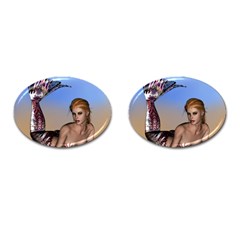 Mermaid On The Beach  Cufflinks (oval) by goldenjackal