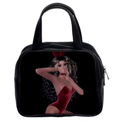 Miss Bunny In Red Lingerie Classic Handbag (two Sides) by goldenjackal