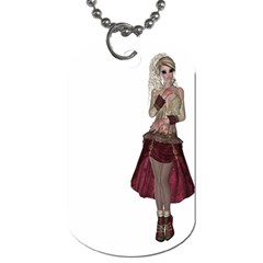 Steampunk Style Girl Wearing Red Dress Dog Tag (one Sided) by goldenjackal