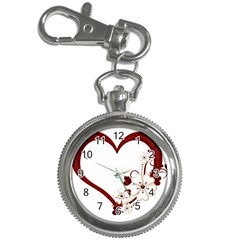 Red Love Heart With Flowers Romantic Valentine Birthday Key Chain & Watch by goldenjackal