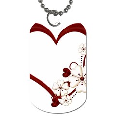 Red Love Heart With Flowers Romantic Valentine Birthday Dog Tag (two-sided)  by goldenjackal