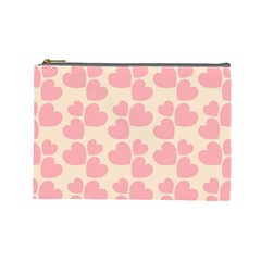 Cream And Salmon Hearts Cosmetic Bag (large) by Colorfulart23