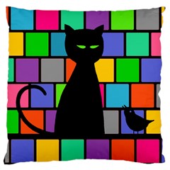 Cat Meets Bird Large Cushion Case (single Sided)  by Contest1719785