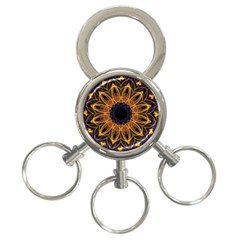 Yellow Purple Lotus Mandala 3-ring Key Chain by Zandiepants