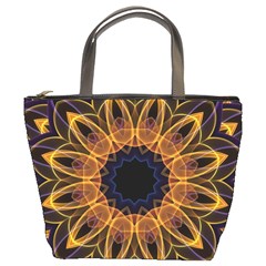 Yellow Purple Lotus Mandala Bucket Handbag by Zandiepants