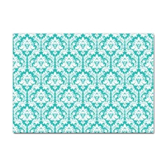 White On Turquoise Damask A4 Sticker 10 Pack by Zandiepants