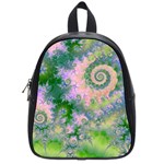 Rose Apple Green Dreams, Abstract Water Garden School Bag (Small) Front