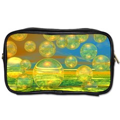 Golden Days, Abstract Yellow Azure Tranquility Travel Toiletry Bag (two Sides) by DianeClancy