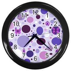 Purple Awareness Dots Wall Clock (black) by FunWithFibro