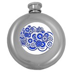 Trippy Blue Swirls Hip Flask (Round) Front