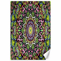 Psychedelic Leaves Mandala Canvas 12  X 18  (unframed) by Zandiepants