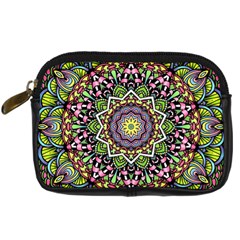 Psychedelic Leaves Mandala Digital Camera Leather Case by Zandiepants