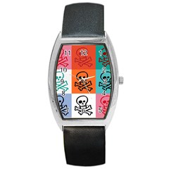 Skull Tonneau Leather Watch by Siebenhuehner