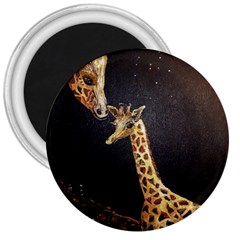 Baby Giraffe And Mom Under The Moon 3  Button Magnet by rokinronda