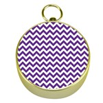 Purple And White Zigzag Pattern Gold Compass Front