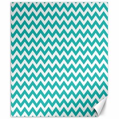 Turquoise And White Zigzag Pattern Canvas 20  X 24  (unframed) by Zandiepants