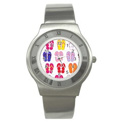 Flip Flop Collage Stainless Steel Watch (slim) by StuffOrSomething