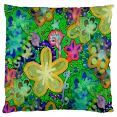 Beautiful Flower Power Batik Large Cushion Case (two Sided)  by rokinronda