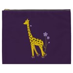 Purple Roller Skating Cute Cartoon Giraffe Cosmetic Bag (XXXL) Front