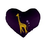 Purple Roller Skating Cute Cartoon Giraffe 16  Premium Heart Shape Cushion  Front