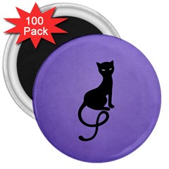 Purple Gracious Evil Black Cat 3  Button Magnet (100 Pack) by CreaturesStore