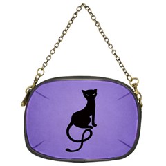 Purple Gracious Evil Black Cat Chain Purse (two Sided)  by CreaturesStore