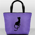 Purple Gracious Evil Black Cat Bucket Handbag Front