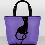 Purple Gracious Evil Black Cat Bucket Handbag Back