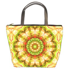 Red Green Apples Mandala Bucket Handbag by Zandiepants