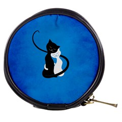 Blue White And Black Cats In Love Mini Makeup Case by CreaturesStore