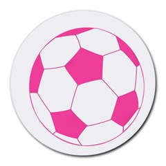 Soccer Ball Pink 8  Mouse Pad (round) by Designsbyalex