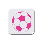 Soccer Ball Pink Drink Coasters 4 Pack (Square) Front