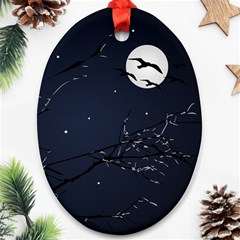 Night Birds And Full Moon Oval Ornament (two Sides) by dflcprints