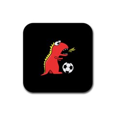 Black Cartoon Dinosaur Soccer Drink Coasters 4 Pack (square) by CreaturesStore