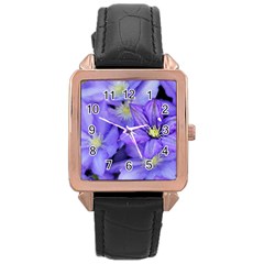 Purple Wildflowers For Fms Rose Gold Leather Watch  by FunWithFibro