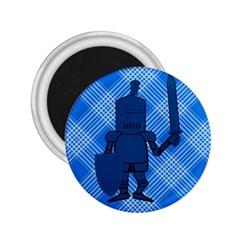 Blue Knight On Plaid 2 25  Button Magnet by StuffOrSomething