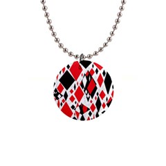 Distorted Diamonds In Black & Red Button Necklace by StuffOrSomething