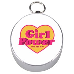 Girl Power Heart Shaped Typographic Design Quote Silver Compass by dflcprints