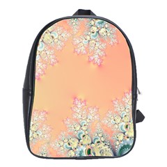 Peach Spring Frost On Flowers Fractal School Bag (large) by Artist4God