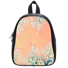 Peach Spring Frost On Flowers Fractal School Bag (small) by Artist4God