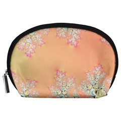 Peach Spring Frost On Flowers Fractal Accessory Pouch (large) by Artist4God