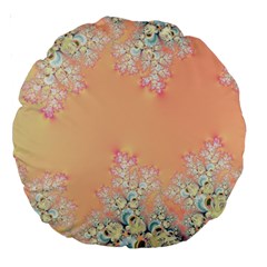 Peach Spring Frost On Flowers Fractal 18  Premium Round Cushion  by Artist4God